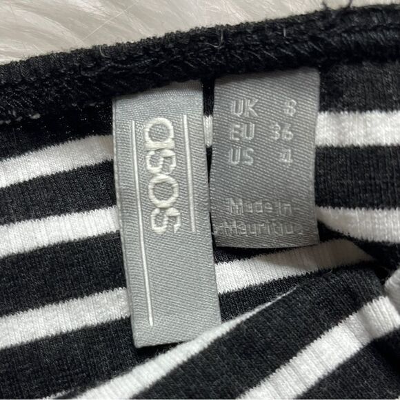 ASOS striped ruffle trim crop top black & white size 4 - Picture 5 of 5